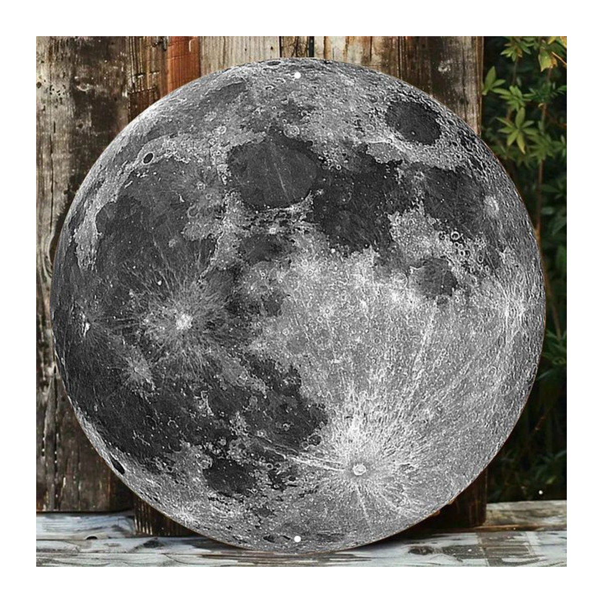 Potdemiel Vintage Mond Wandkunst aus Metall in Grau, rundes abstraktes Metallschild zur Wandmontage - Bild 1
