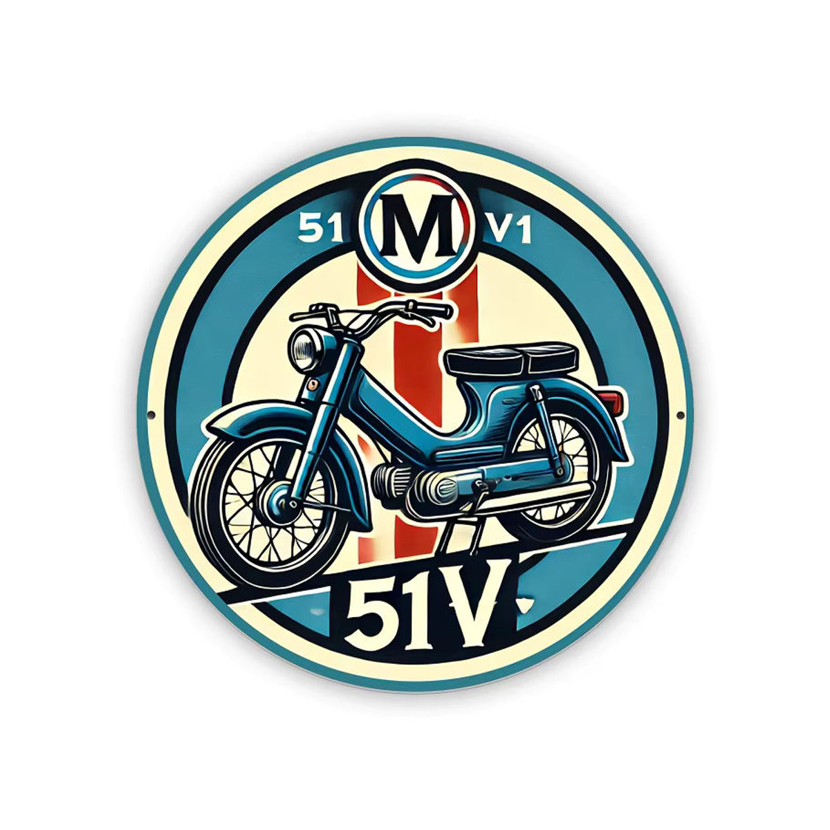 Potdemiel Vintage Motorrad Metallschild, rundes Aluminium-Wandkunst Dekor in Mehrfarbig, Durchmesser: 20,3 cm - Bild 3