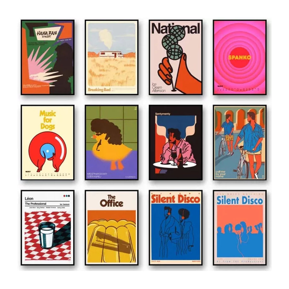 Potdemiel Vintage Move Poster Silent Disco Illustrationen Retro Wandkunst Abstrakt Mehrfarbig Rahmenlos - Bild 1
