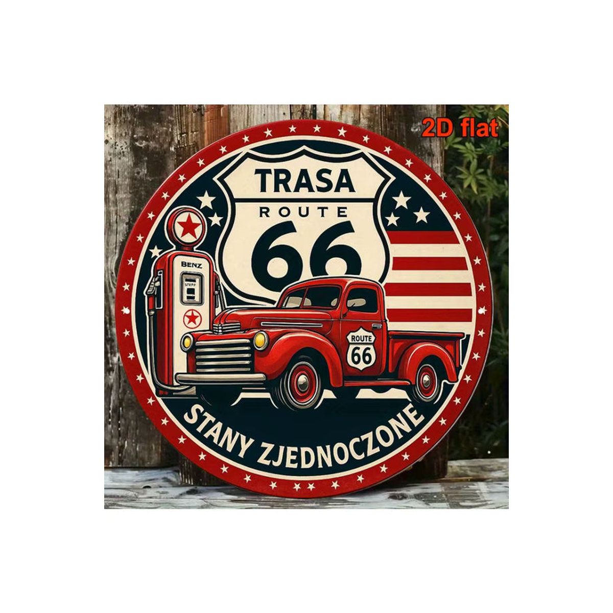 Potdemiel Vintage Route 66 Straßenschild aus Metall, Retro-Design der 1950er Jahre, mehrfarbig, quadratisch, B/H: 20,32 x 20,32 cm - Bild 7