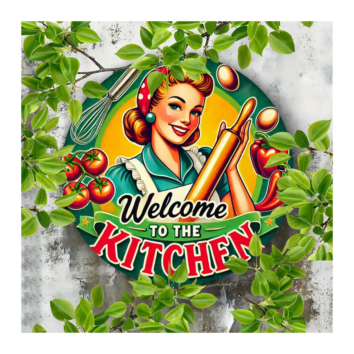 Potdemiel Vintage Wanddekoration Welcome to the Kitchen aus Metall, rund, mehrfarbig - Bild 3