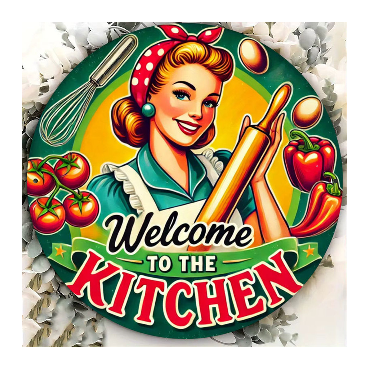 Potdemiel Vintage Wanddekoration Welcome to the Kitchen aus Metall, rund, mehrfarbig - Bild 4