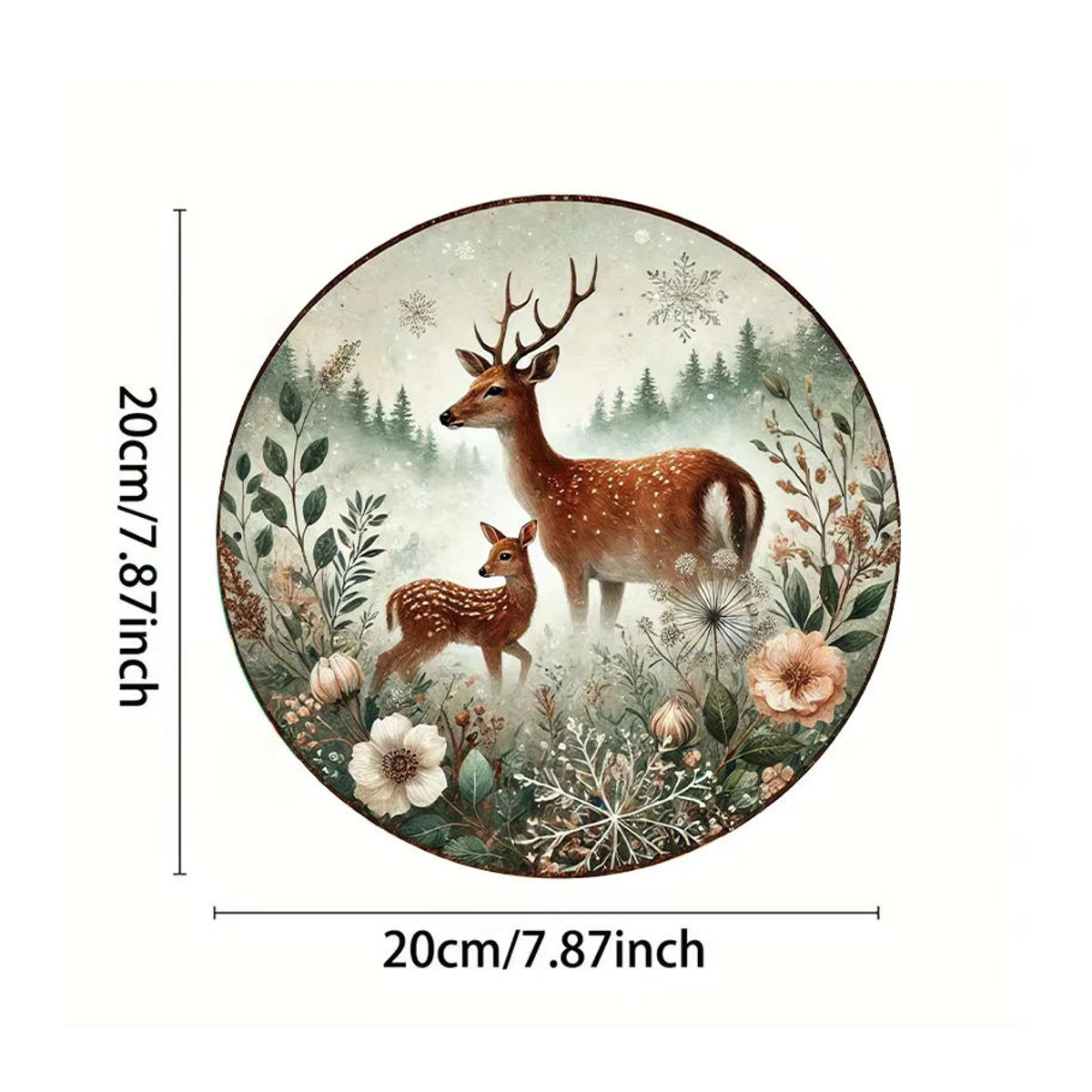 Potdemiel Vintage Wandkunst aus Metall mit Hirsch-Motiv, runde Metallplakette für Garten und Küche, mehrfarbig, Durchmesser: 20,3 cm - Bild 2