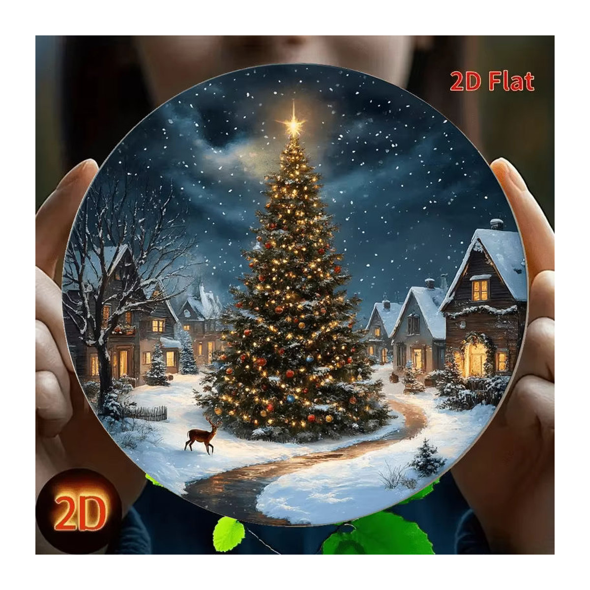 Potdemiel Vintage Wandkunst aus Metall mit weihnachtlicher Landschaft in Rot und Gold, rund, Durchmesser: 20,3 cm - Bild 2