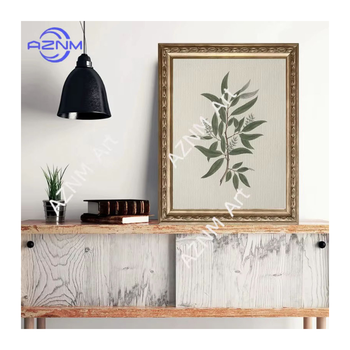 Potdemiel Vintage Wandkunstdruck mit Landschaft und Blumen in Beige und Mehrfarbig, Rechteckiges Floral-Poster aus Papier für deine Wanddekoration - Bild 2