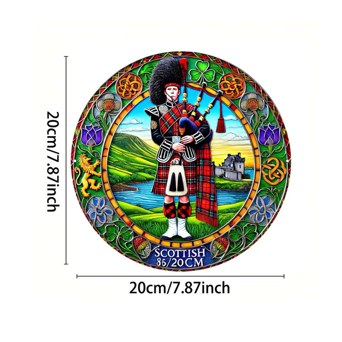 Potdemiel Vintage Wandschild Schottischer Bagpiper aus Metall, Mehrfarbig, B/B/H: 20,3 x 20,3 x 20,3 cm - Bild 2