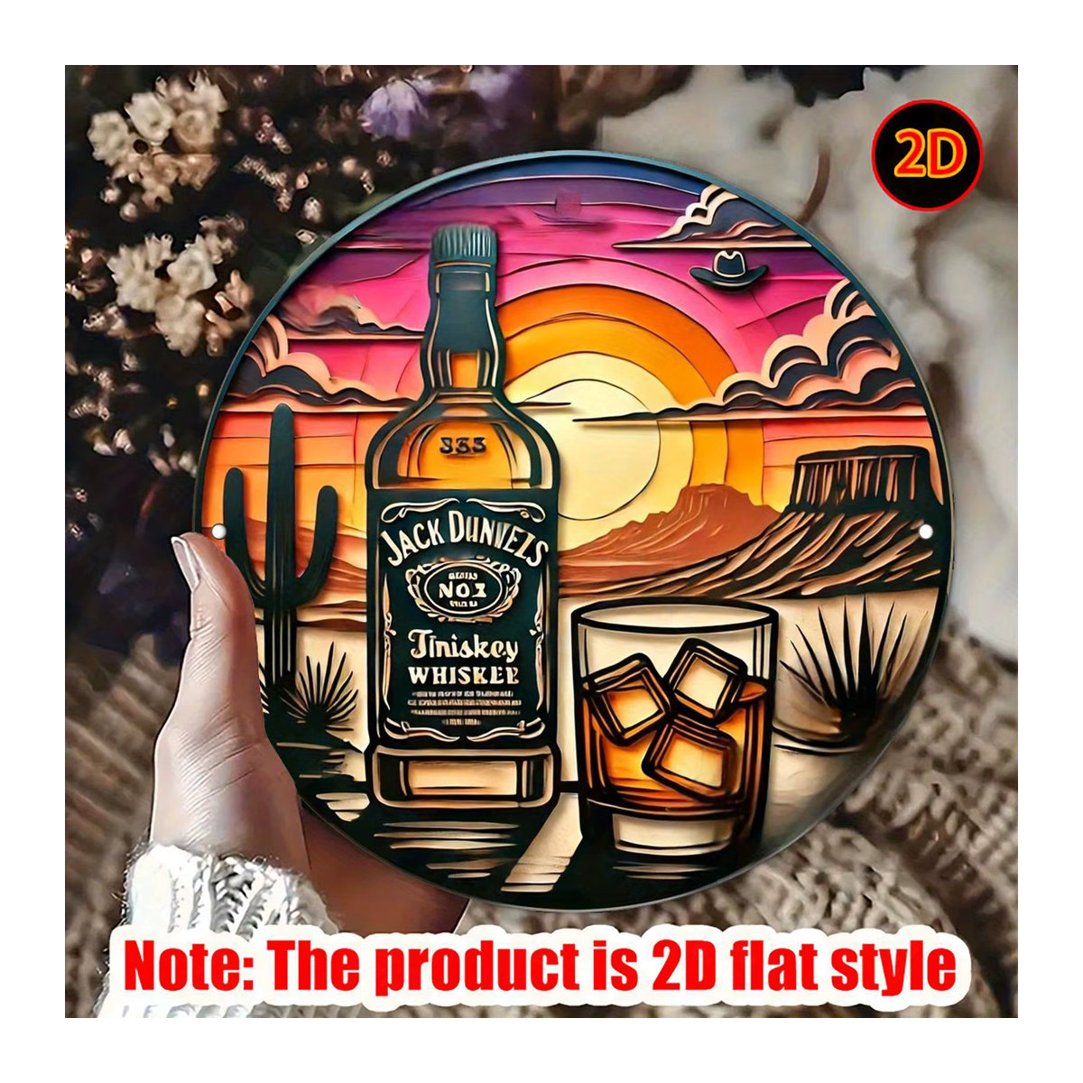 Potdemiel Vintage Whiskey Sunset Metallwandkunst rund, mehrfarbig, Durchmesser: 19,99 cm - Bild 2