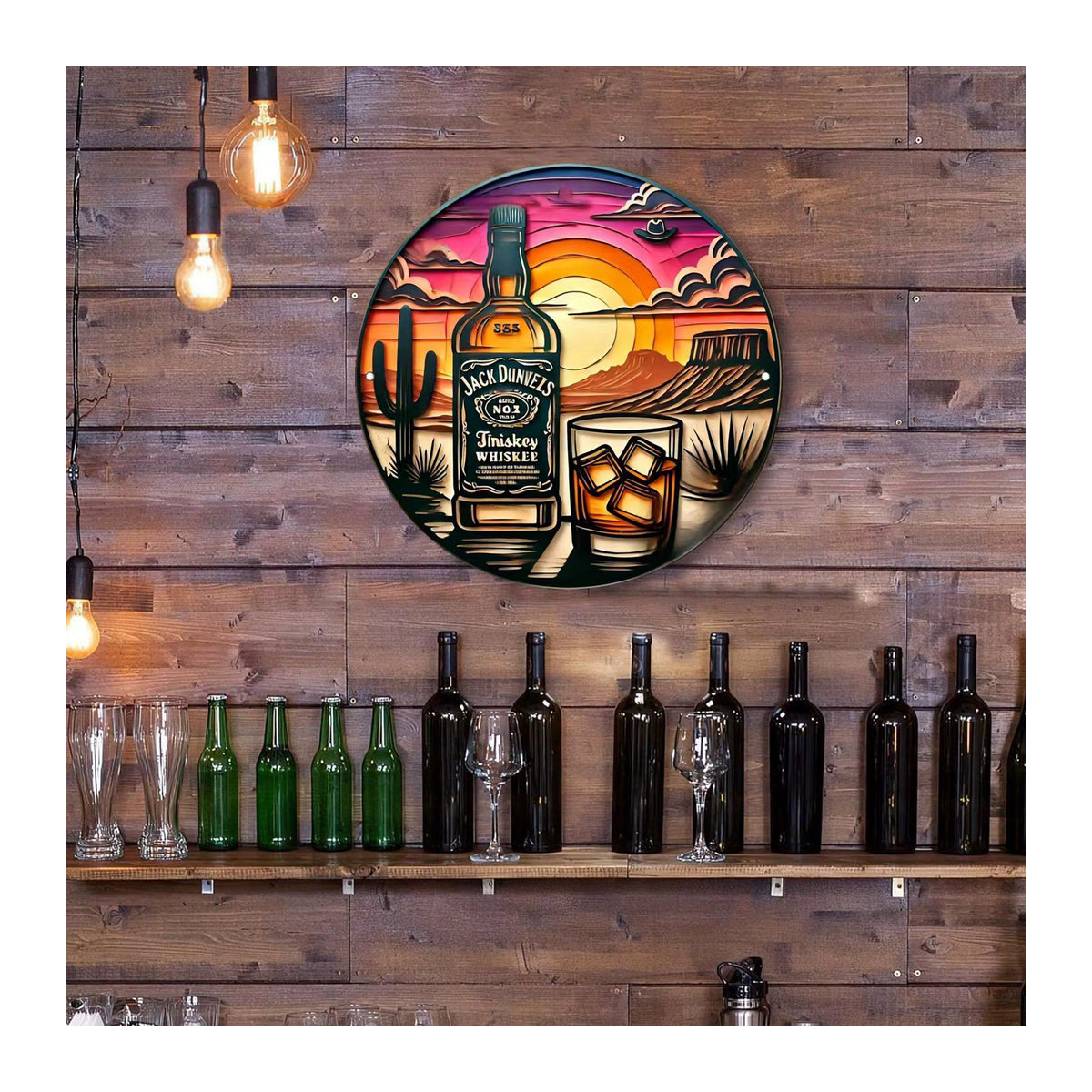 Potdemiel Vintage Whiskey Sunset Metallwandkunst rund, mehrfarbig, Durchmesser: 19,99 cm - Bild 5
