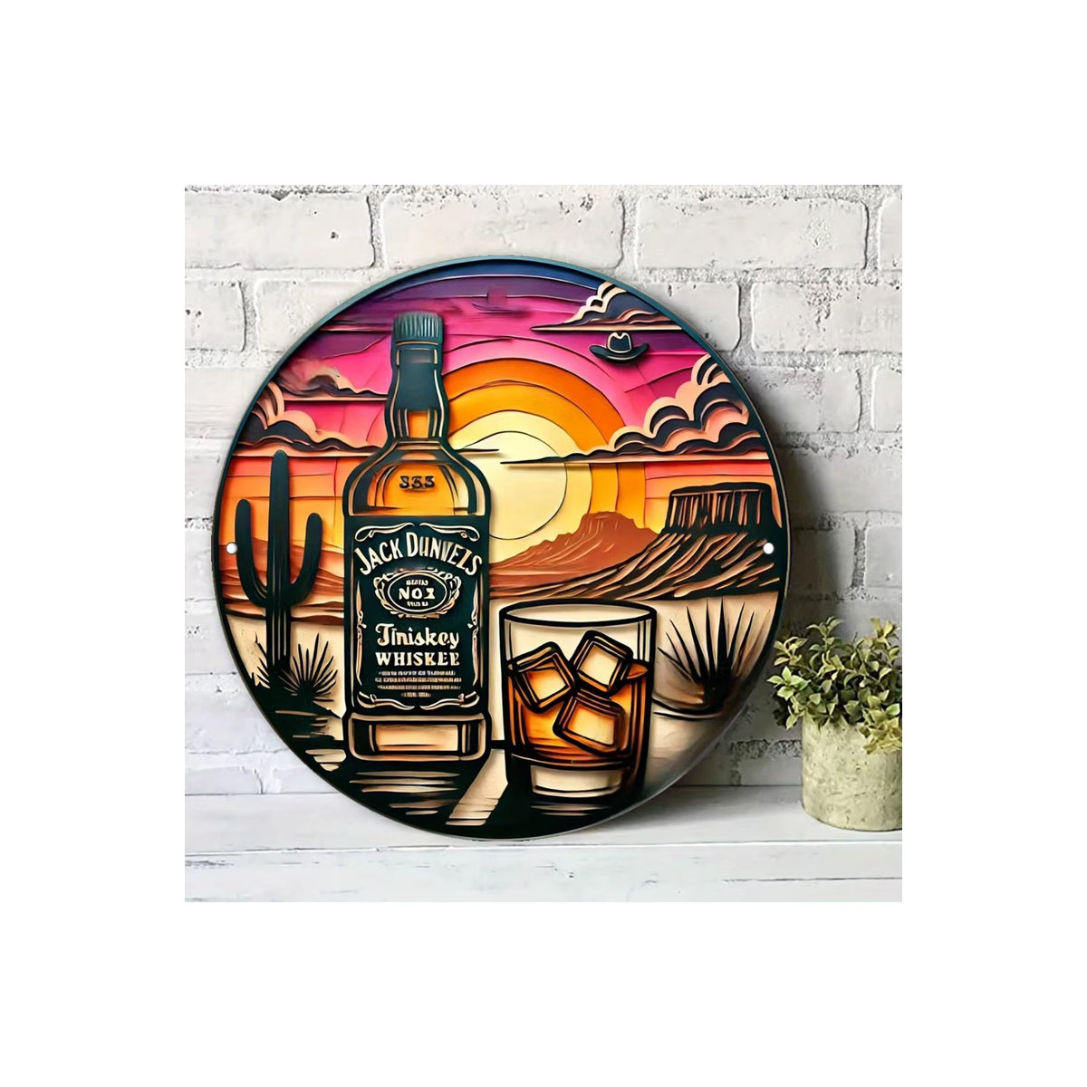 Potdemiel Vintage Whiskey Sunset Metallwandkunst rund, mehrfarbig, Durchmesser: 19,99 cm - Bild 7