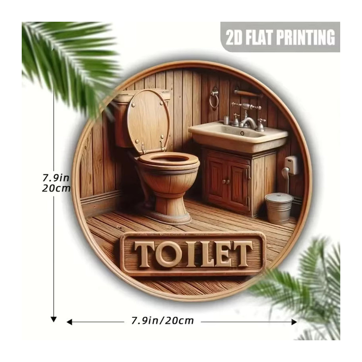 Potdemiel Vintage Zwerg-Toilettenschild aus Holz, rund, mehrfarbig - Bild 2