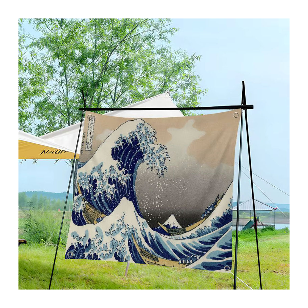 Potdemiel Wandbehang Große Wellen Abstraktes Textil Banner Mehrfarbig - Bild 3