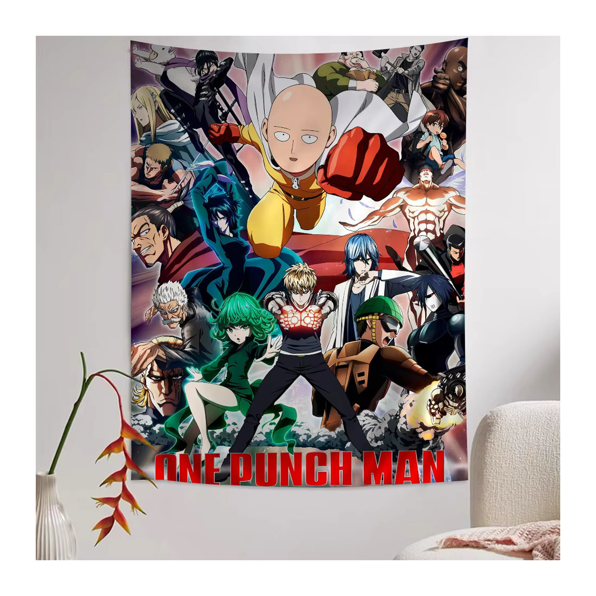 Potdemiel Wandbehang One Punch Man Saitama Cartoon Tapisserie in Mehrfarbig - Bild 3