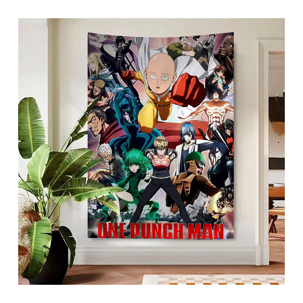 Potdemiel Wandbehang One Punch Man Saitama Cartoon Tapisserie in Mehrfarbig - Bild 4