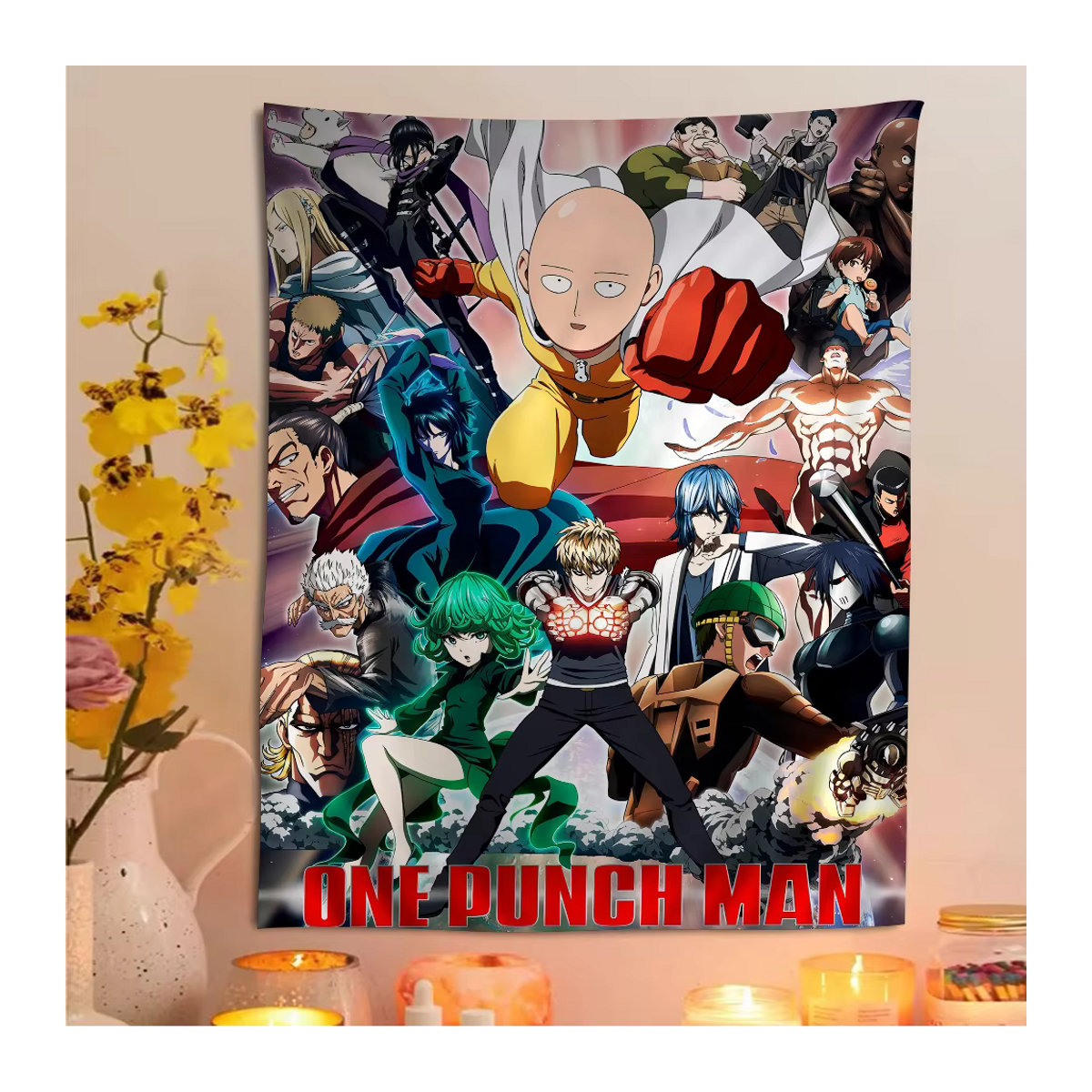 Potdemiel Wandbehang One Punch Man Saitama Cartoon Tapisserie in Mehrfarbig - Bild 5