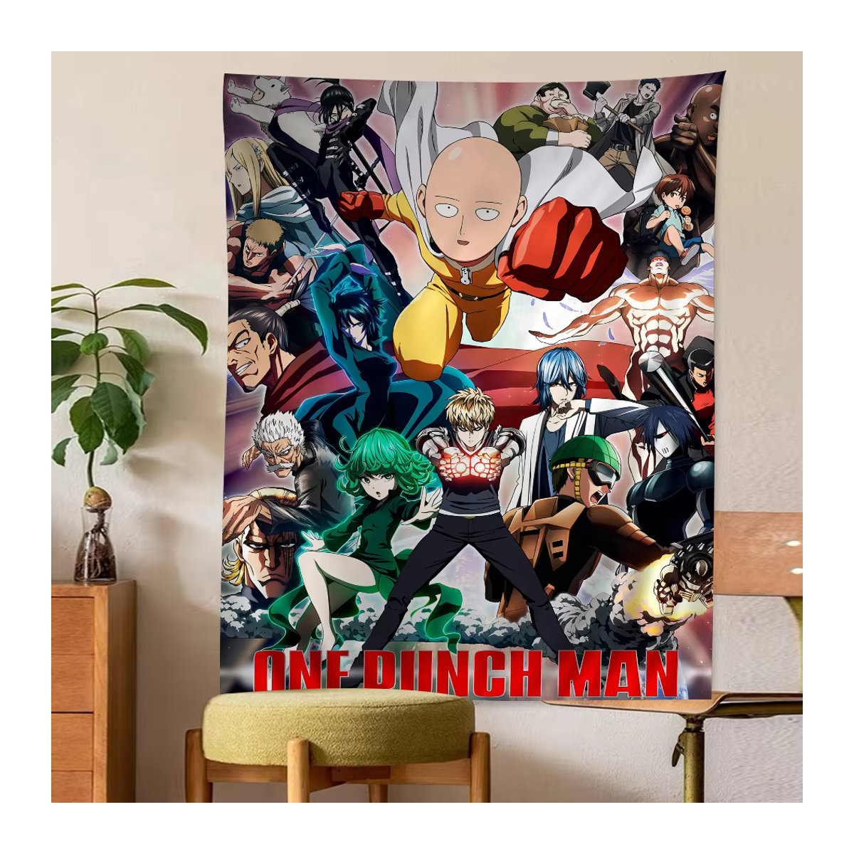 Potdemiel Wandbehang One Punch Man Saitama Cartoon Tapisserie in Mehrfarbig - Bild 6