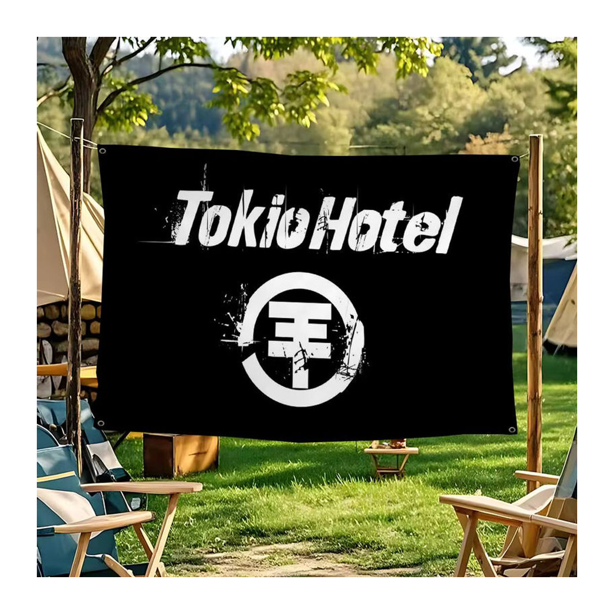 Potdemiel Wandbehang T-Tokio H-Hotel Band Cartoon Flagge in Schwarz als Science Fiction Deko für dein Zimmer - Bild 6