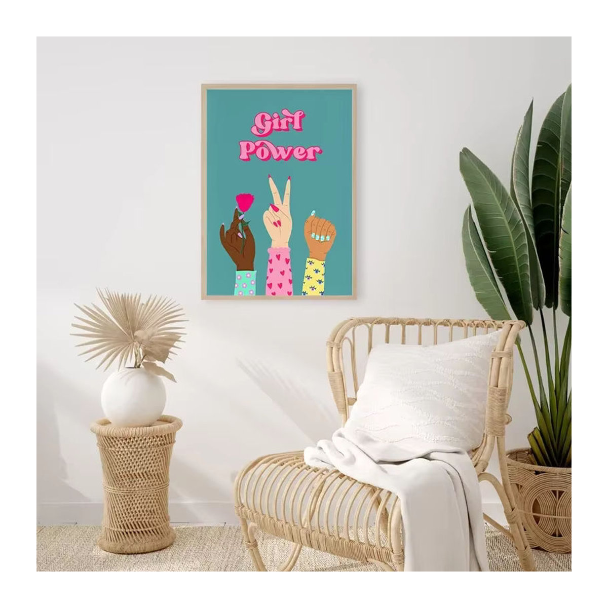 Potdemiel Wandbild Girl Power Motiv Leinwand mit feministischem Zitat im skandinavischen Design, mehrfarbig, Hochformat - Bild 1