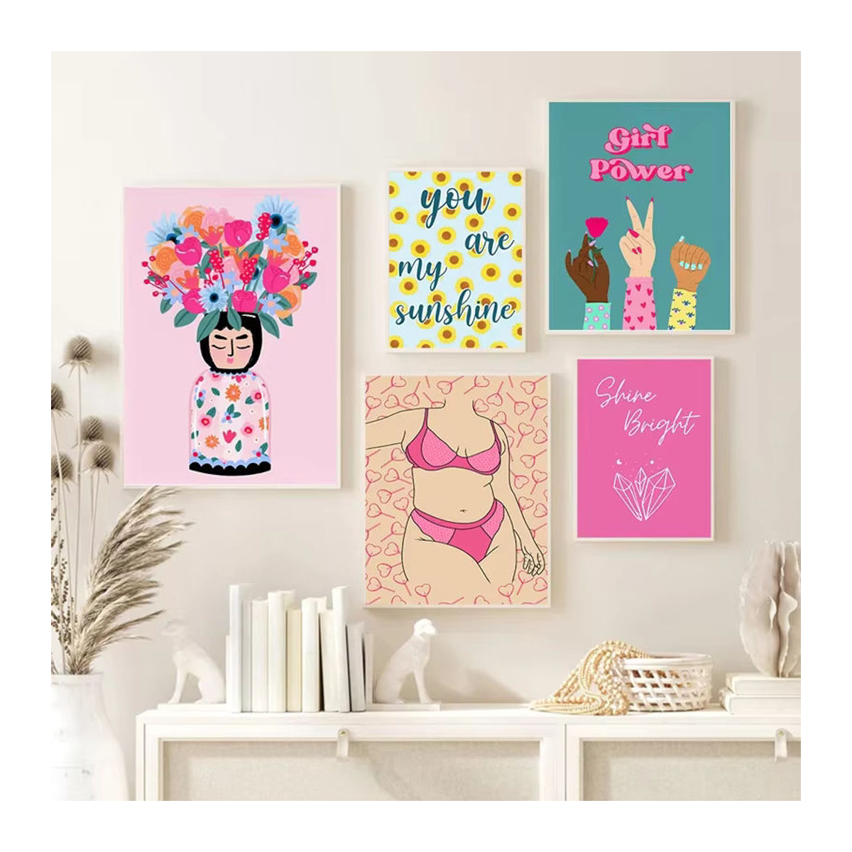 Potdemiel Wandbild Girl Power Motiv Leinwand mit feministischem Zitat im skandinavischen Design, mehrfarbig, Hochformat - Bild 2