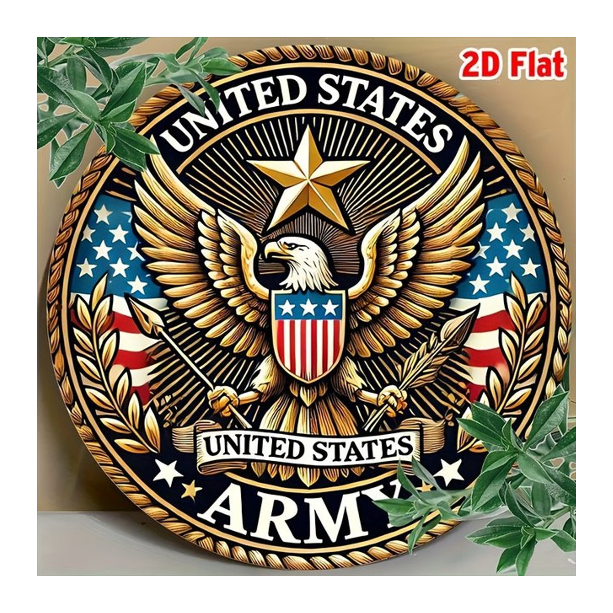 Potdemiel Wanddekoration Armee-Emblem und Slogan in Vintage-Stil aus Metall, Mehrfarbig, Durchmesser: 20 cm - Bild 1