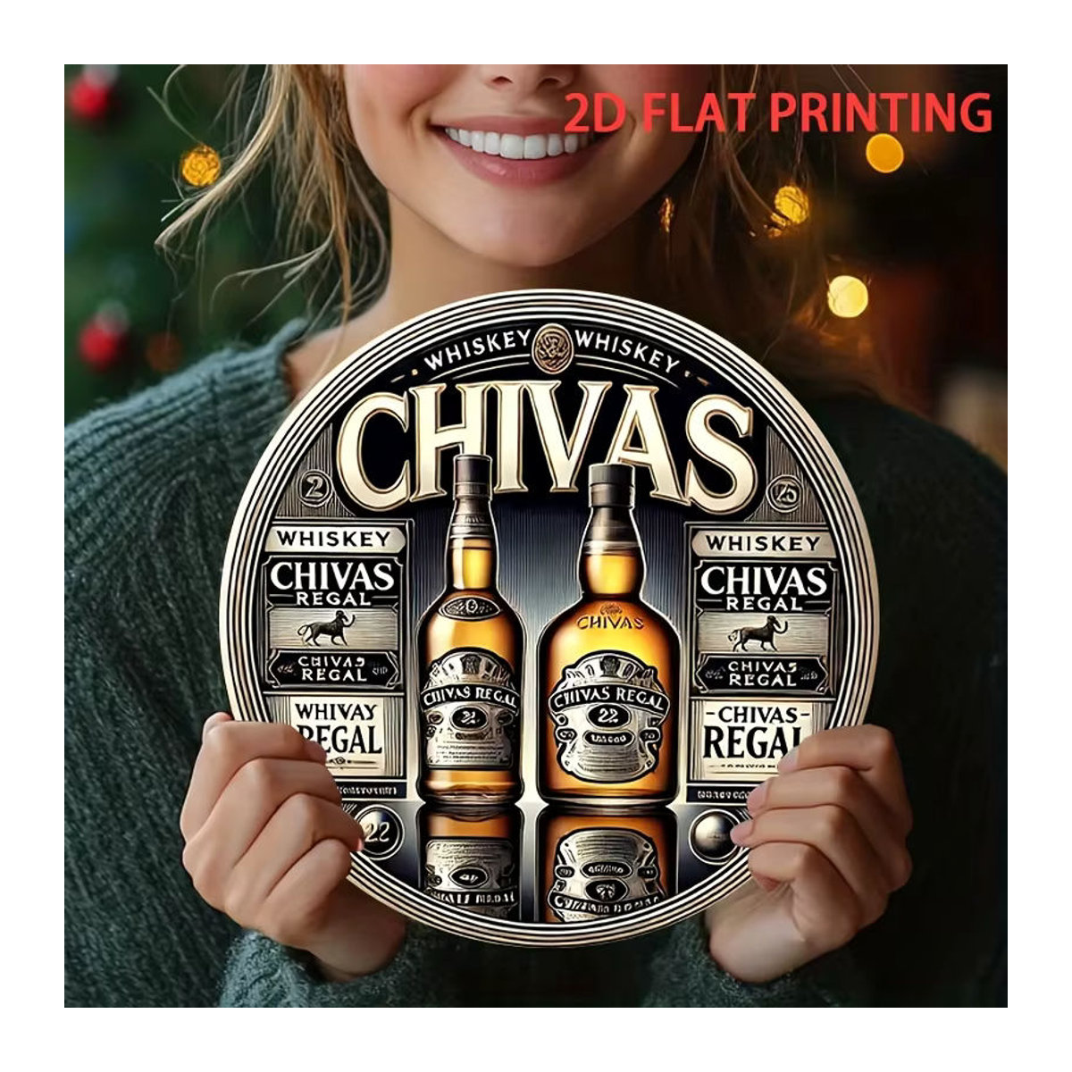 Potdemiel Wanddekoration Chivas Regal Whiskey Bottles Rundes Metallschild Mehrfarbig - Bild 2