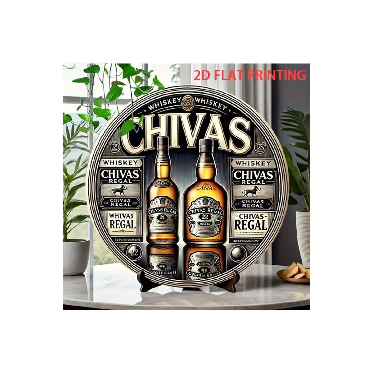 Potdemiel Wanddekoration Chivas Regal Whiskey Bottles Rundes Metallschild Mehrfarbig - Bild 7