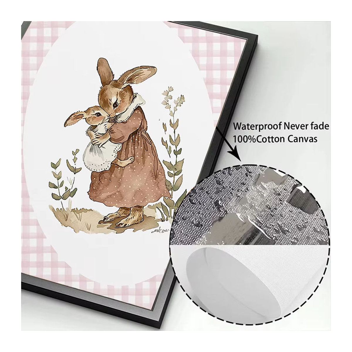 Potdemiel Wanddekoration mit Tier-Sportarten-Motiven Hasen und Schwäne als Cartoon-Illustration auf Leinwand, mehrfarbig, Hochformat - Bild 2
