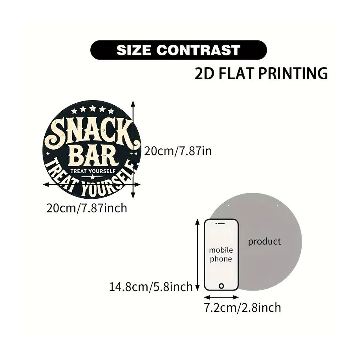 Potdemiel Wanddekoration Snack Bar Treat Yourself Today – Rundes Holzschild in Schwarz mit Sternen-Design und Schnur zum Aufhängen - Bild 3