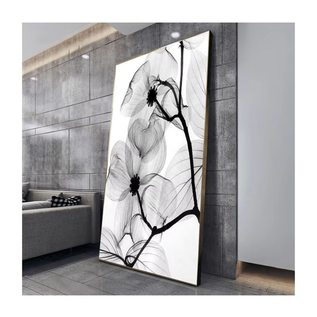 Potdemiel Wandkunst Abstraktes Blumen Poster Minimalistischer Leinwanddruck in Schwarz Weiß und Mehrfarbig - Bild 3