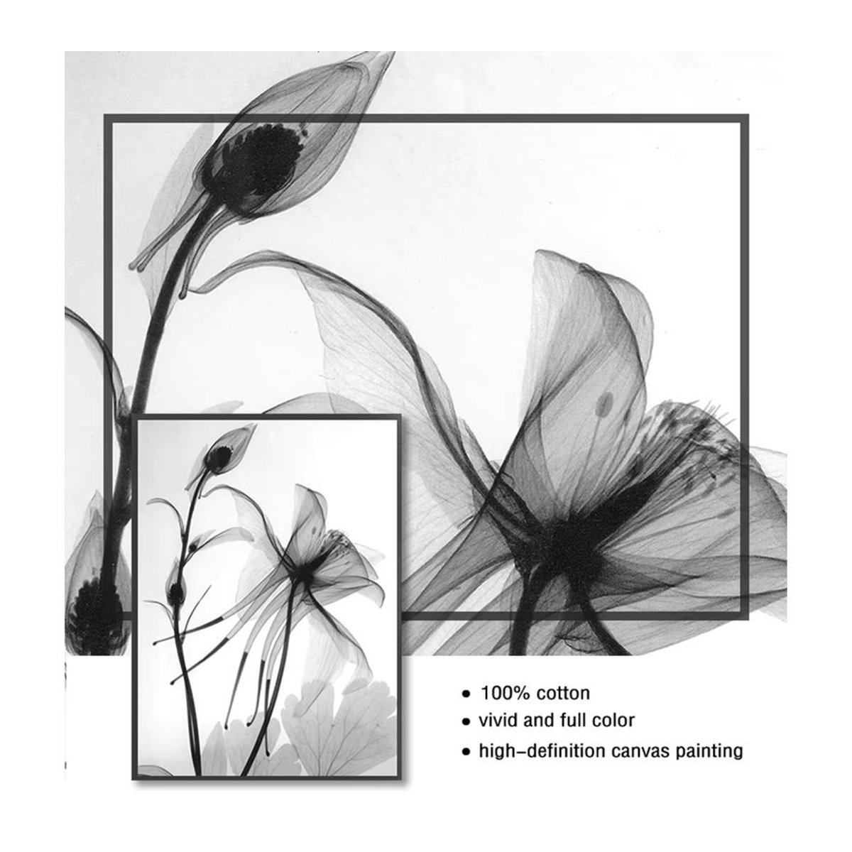 Potdemiel Wandkunst Abstraktes Blumen Poster Minimalistischer Leinwanddruck in Schwarz Weiß und Mehrfarbig - Bild 4
