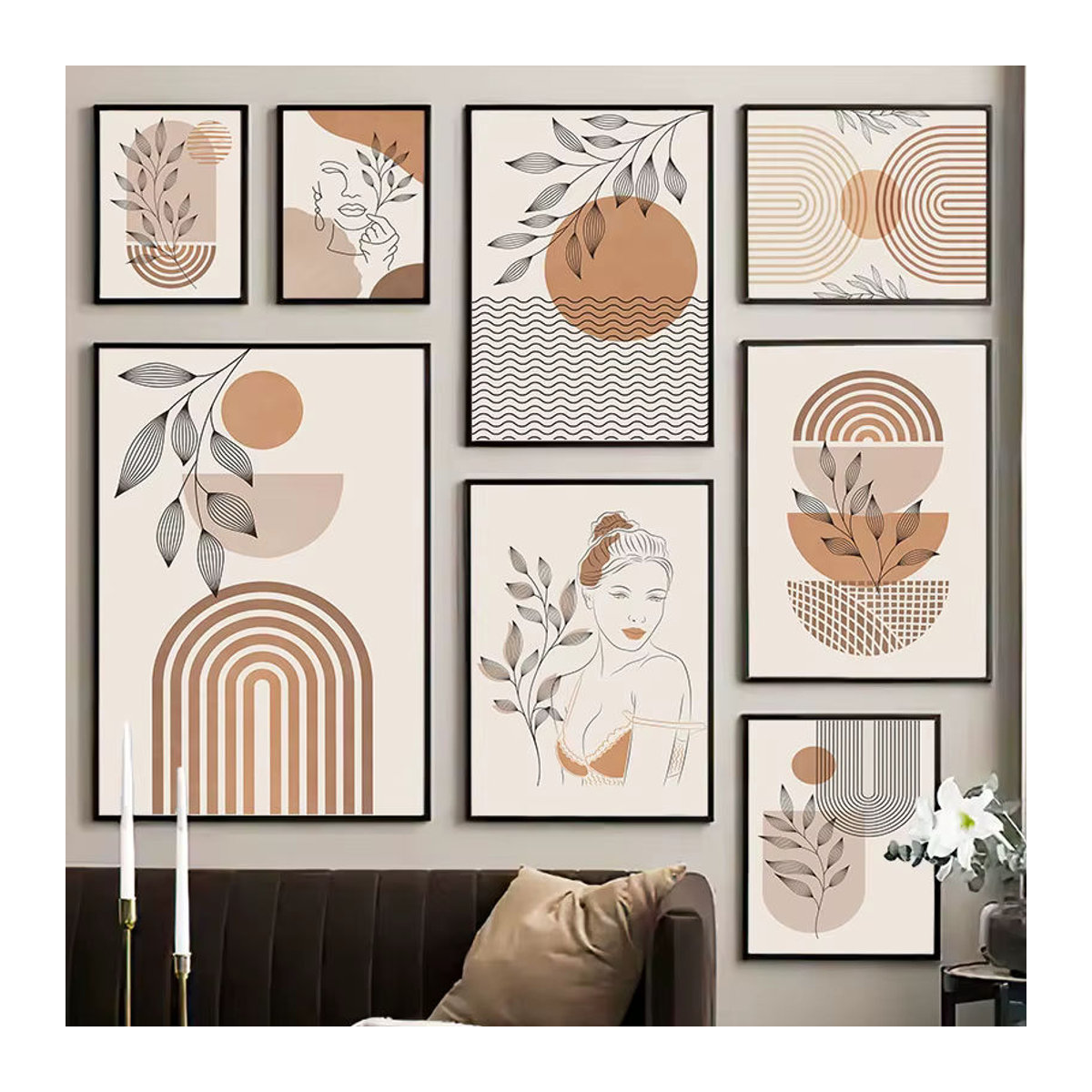 Potdemiel Wandkunst Leinwand in Beige mit abstraktem Bohemian Design für deine Heimdekoration - Bild 2