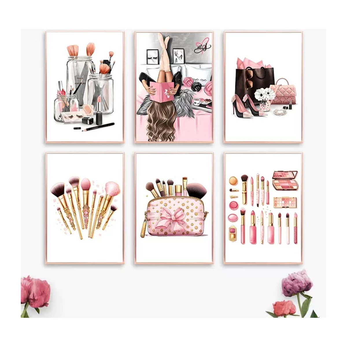 Potdemiel Wandkunst Leinwand in Rosa mit Make-up Motiv für Schlafzimmer und Wohnraum - Bild 1