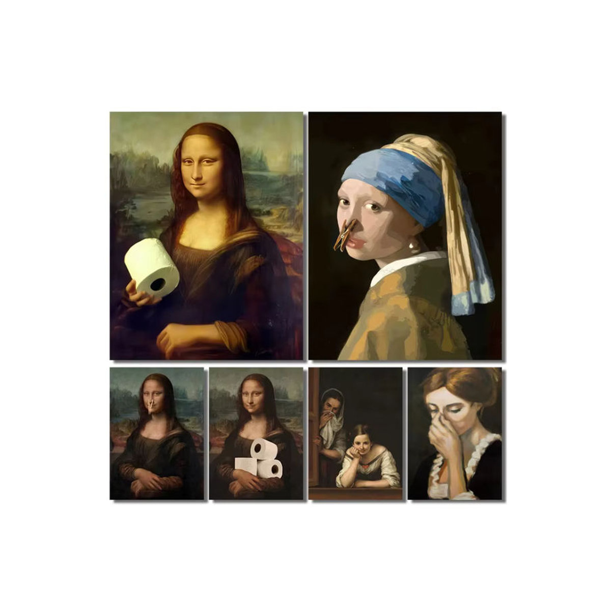 Potdemiel Wandkunst Mona Lisa Abstraktes Porträt als mehrfarbiges Leinwandgemälde für deine Badezimmer-Dekoration - Bild 4