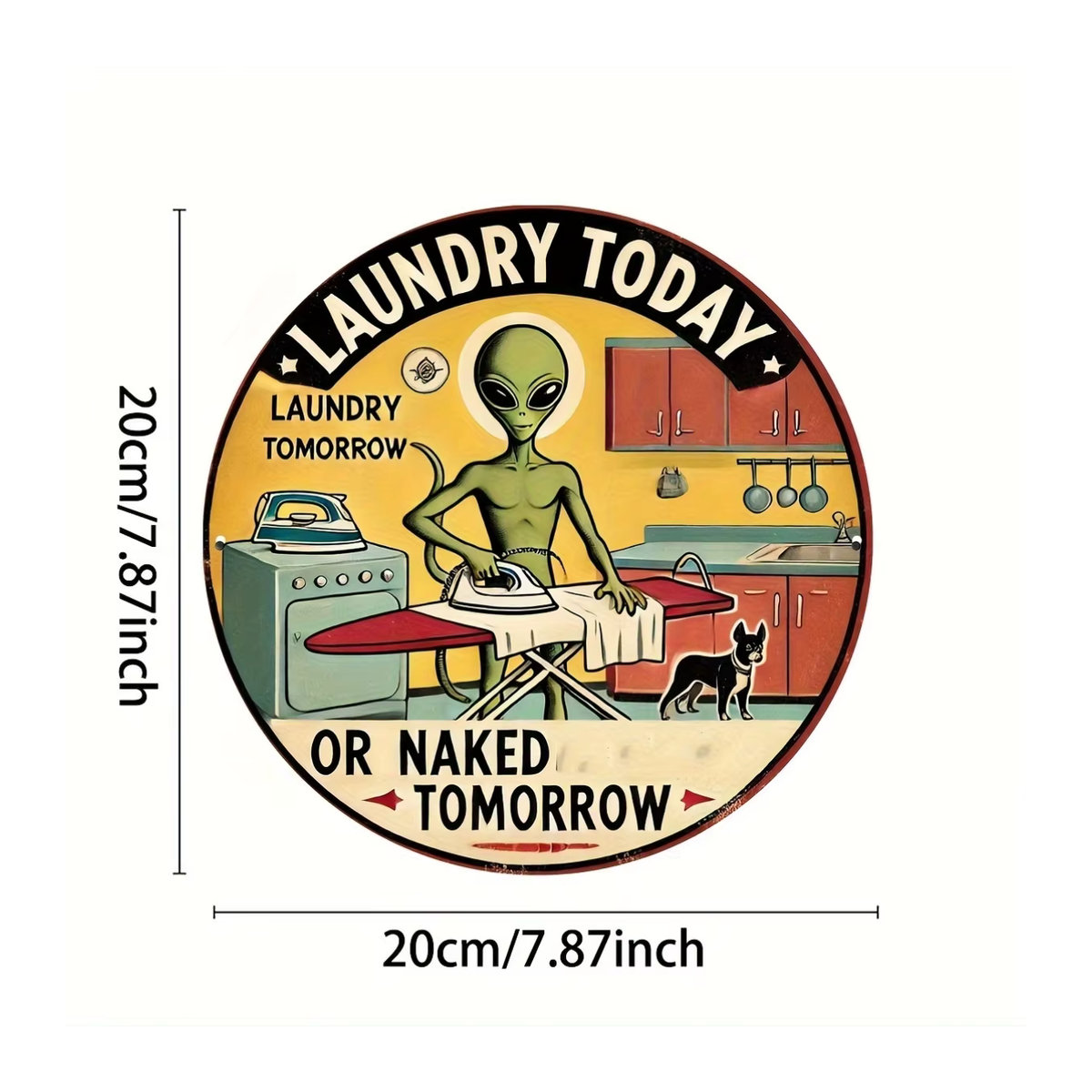 Potdemiel Wandkunstschild Alien Laundry Today im Vintage-Stil aus Metall, mehrfarbig, B/H: 20,3 x 20,3 cm - Bild 2