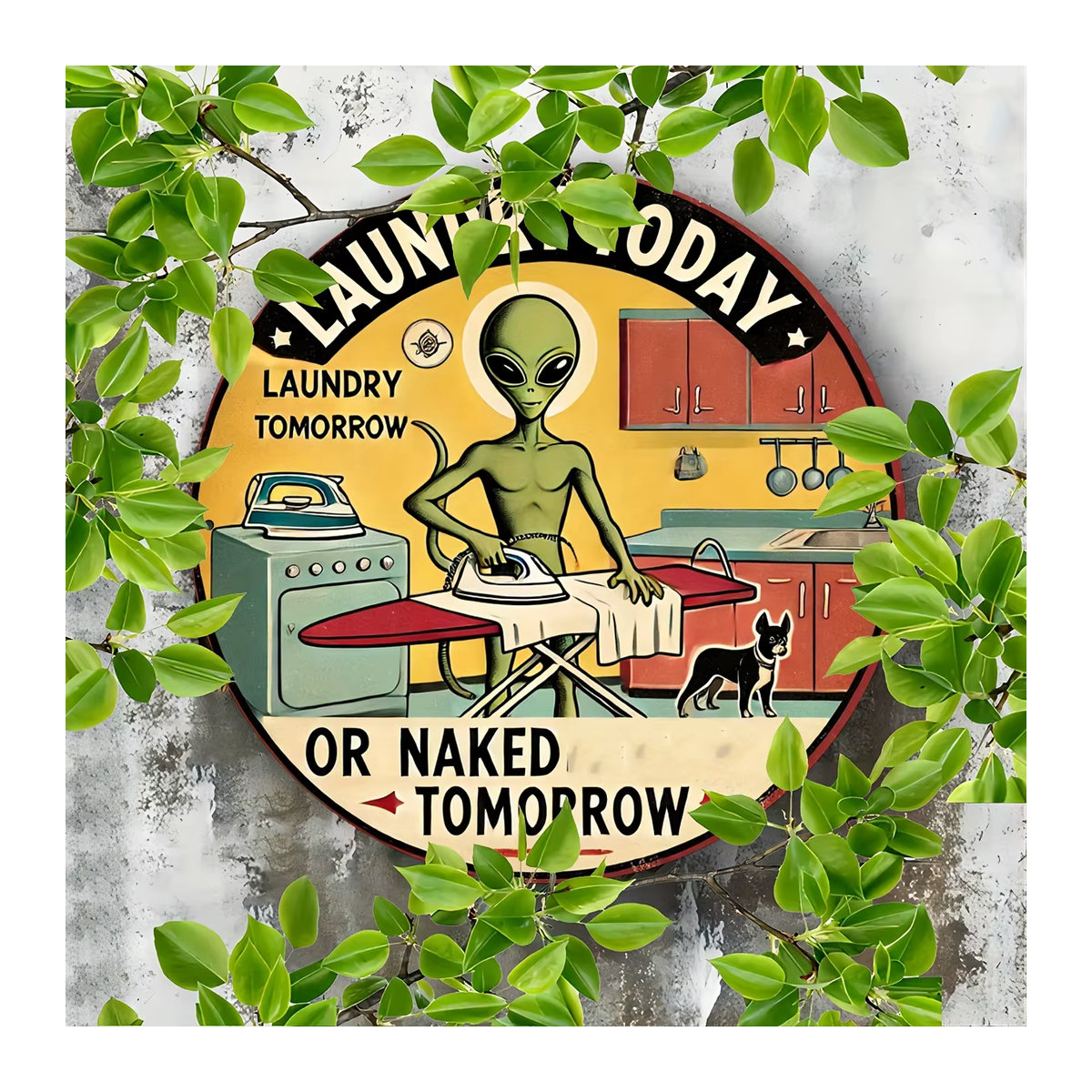 Potdemiel Wandkunstschild Alien Laundry Today im Vintage-Stil aus Metall, mehrfarbig, B/H: 20,3 x 20,3 cm - Bild 3