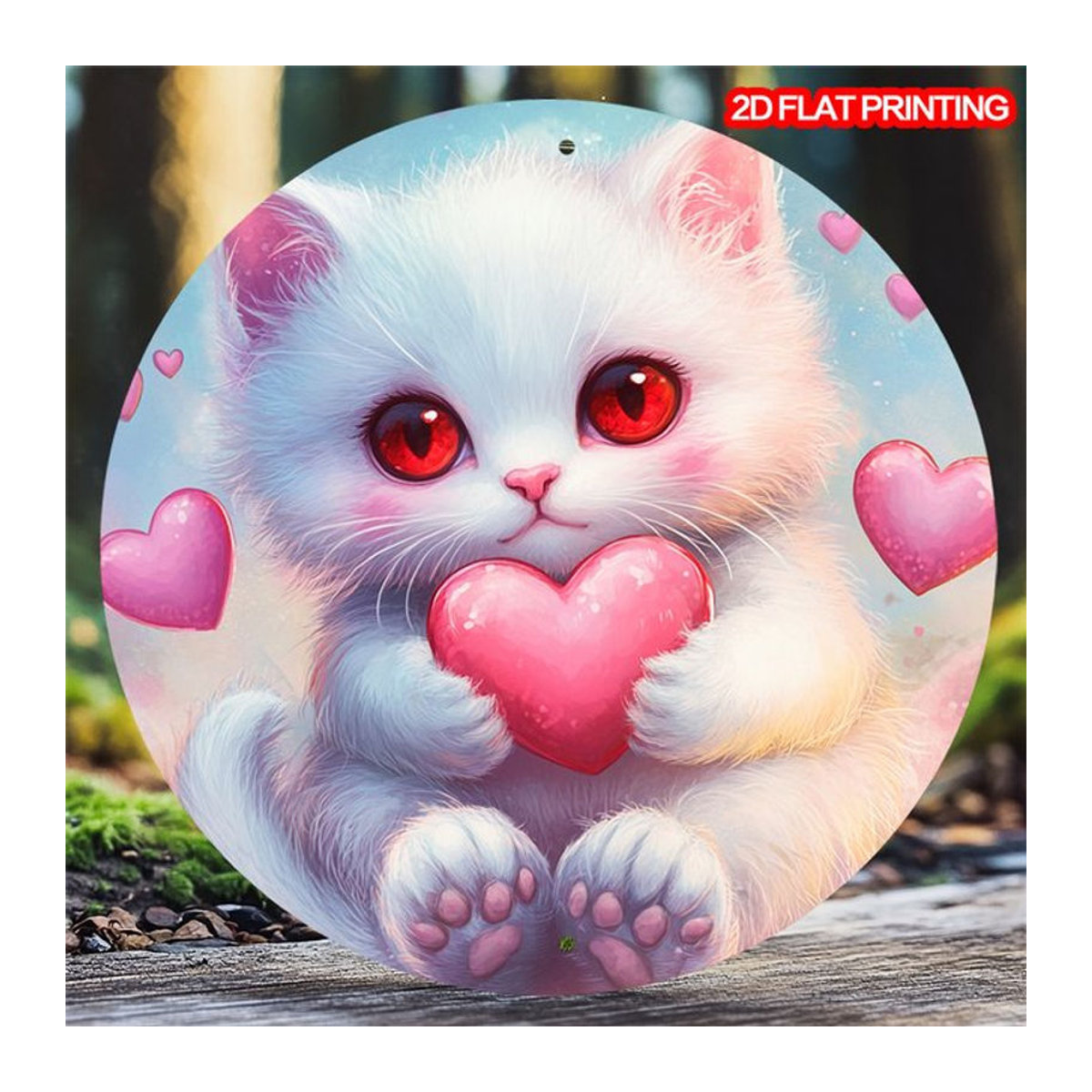 Potdemiel Wandschild mit Katzenmotiv aus Metall im Vintage-Stil, mehrfarbig, quadratisch, B/B/B: 20,3 x 20,3 x 20,3 cm - Bild 1