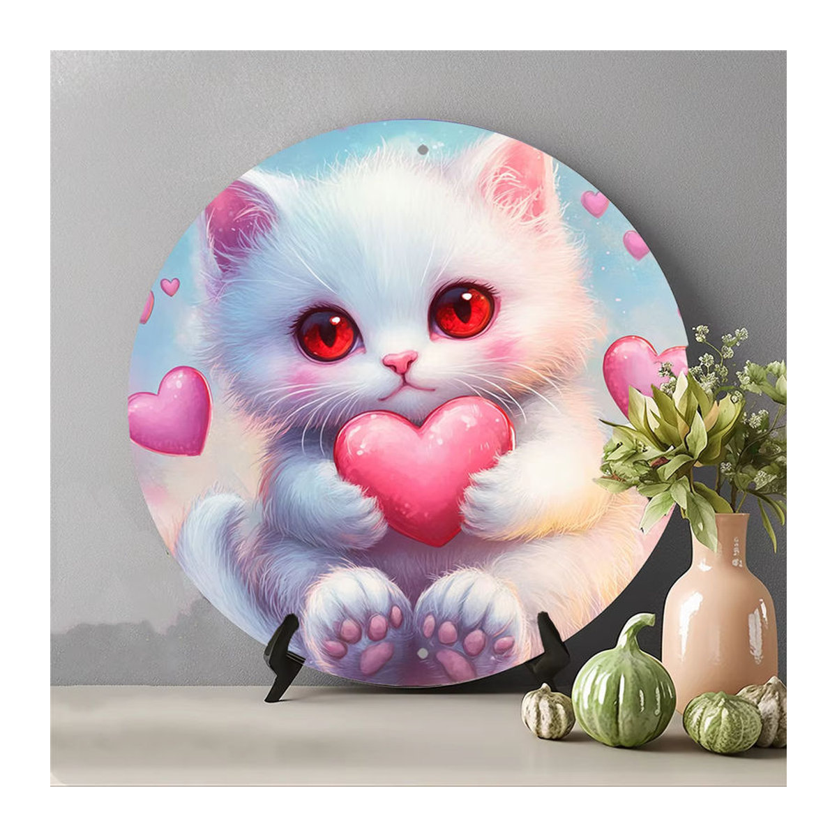 Potdemiel Wandschild mit Katzenmotiv aus Metall im Vintage-Stil, mehrfarbig, quadratisch, B/B/B: 20,3 x 20,3 x 20,3 cm - Bild 3