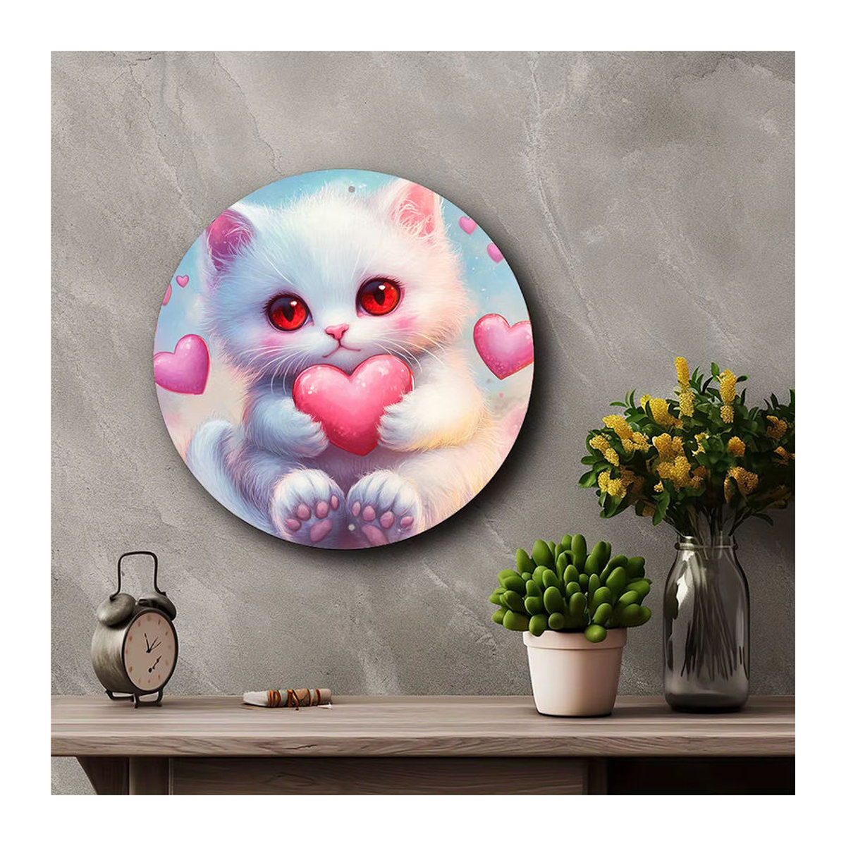 Potdemiel Wandschild mit Katzenmotiv aus Metall im Vintage-Stil, mehrfarbig, quadratisch, B/B/B: 20,3 x 20,3 x 20,3 cm - Bild 4