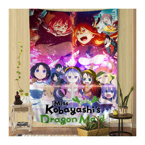 Potdemiel Wandteppich Anime Miss Kobayashi Drachenmädchen im Tarot-Stil, mehrfarbig, Textil, rechteckig