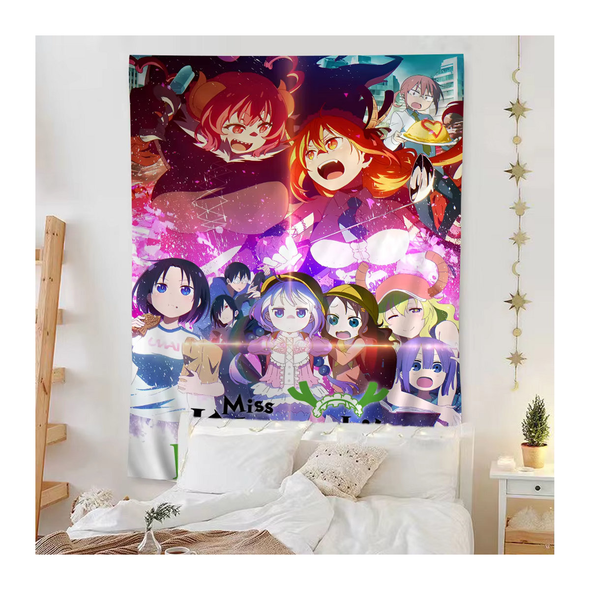 Potdemiel Wandteppich Anime Miss Kobayashi Drachenmädchen im Tarot-Stil, mehrfarbig, Textil, rechteckig - Bild 2