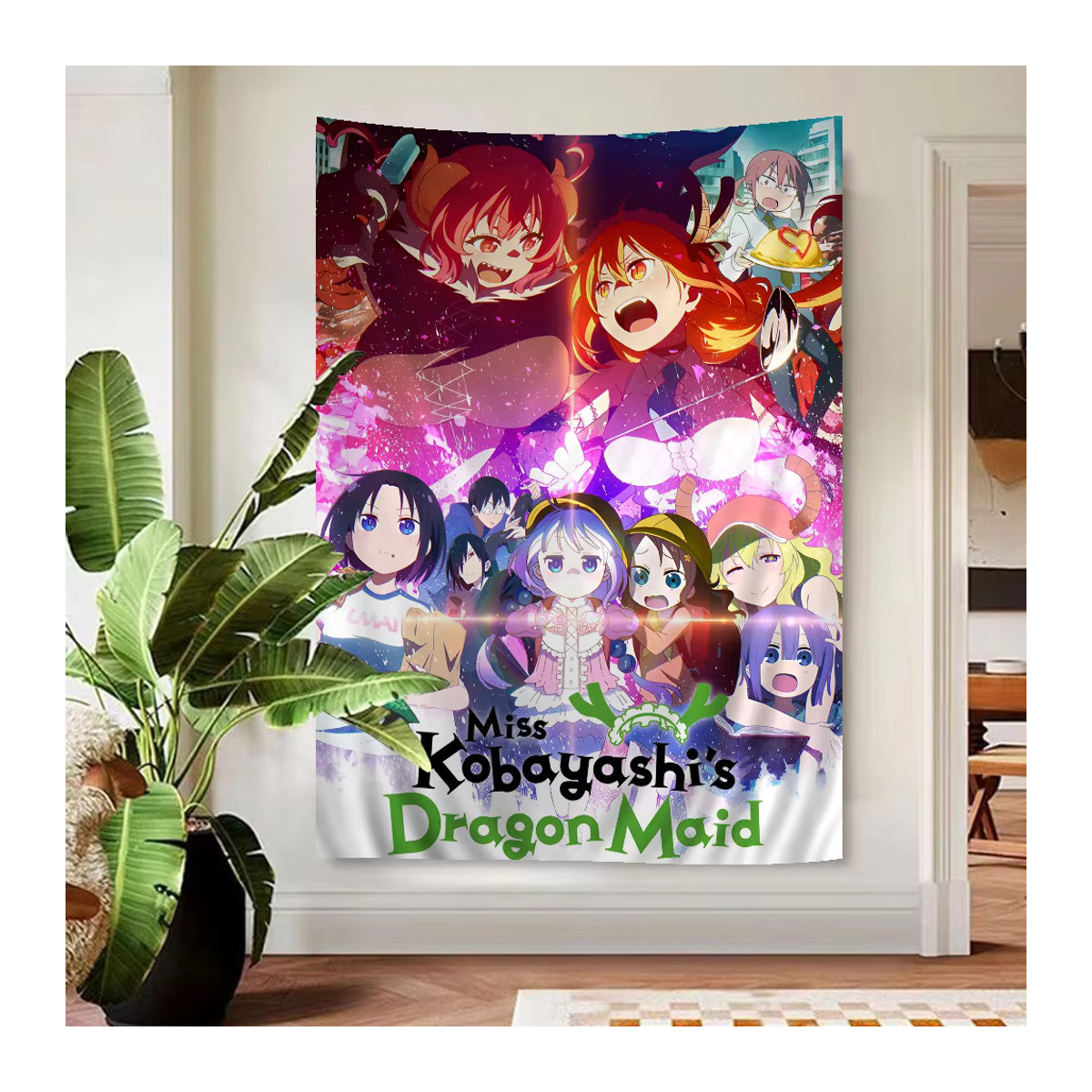 Potdemiel Wandteppich Anime Miss Kobayashi Drachenmädchen im Tarot-Stil, mehrfarbig, Textil, rechteckig - Bild 4