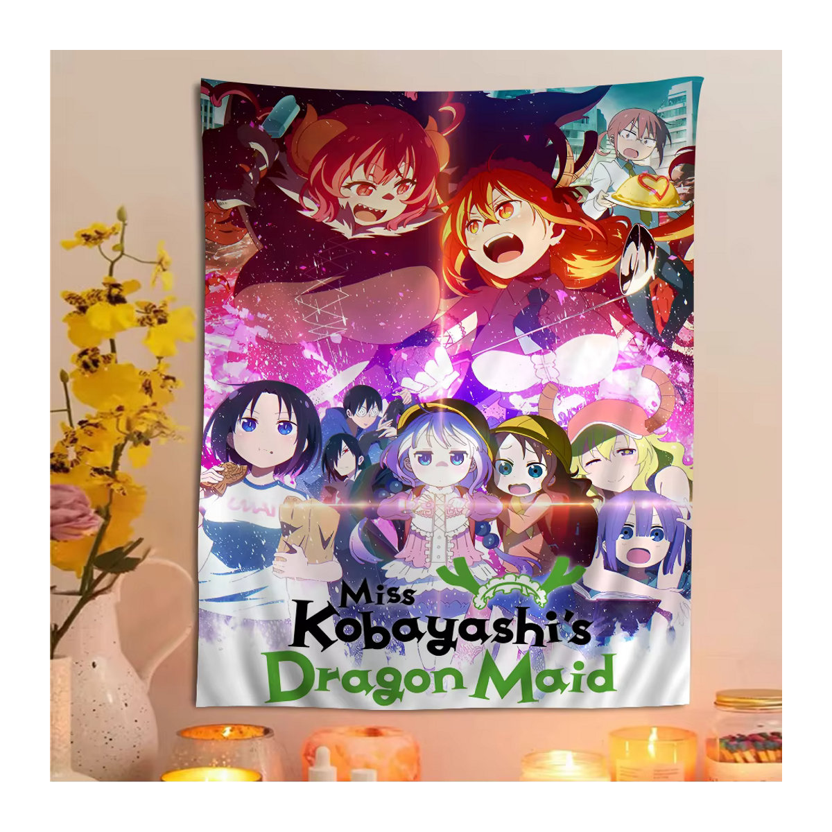 Potdemiel Wandteppich Anime Miss Kobayashi Drachenmädchen im Tarot-Stil, mehrfarbig, Textil, rechteckig - Bild 5