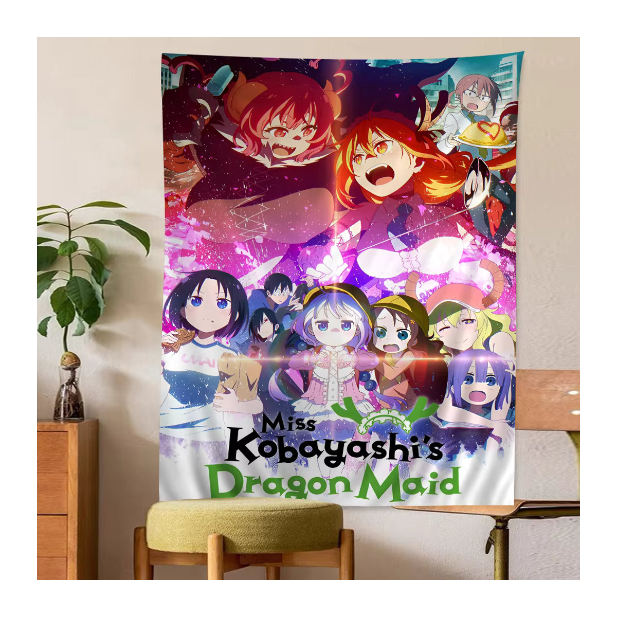 Potdemiel Wandteppich Anime Miss Kobayashi Drachenmädchen im Tarot-Stil, mehrfarbig, Textil, rechteckig - Bild 6