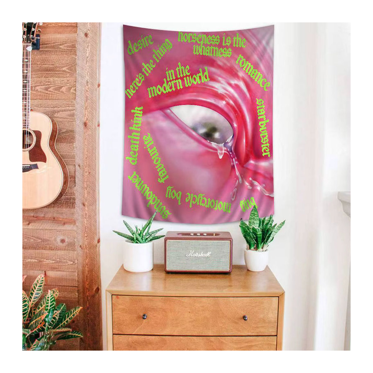 Potdemiel Wandteppich Fontaines DC Romantik in Rosa, Bohemian Wandbehang mit Porträt-Druck für deine Raumdekoration, B/H: 90 x 50 cm - Bild 2