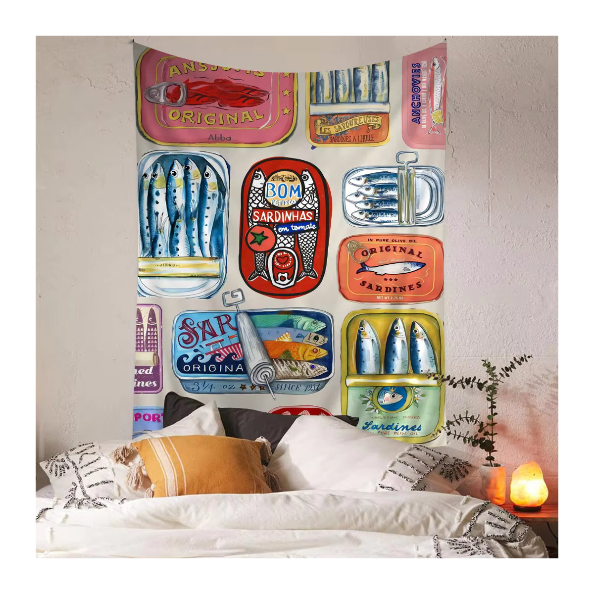 Potdemiel Wandteppich im Bohemian-Stil mit Fisch- und Meeresmotiven, mehrfarbig, Textil, B/H: 70 x 50 cm - Bild 2