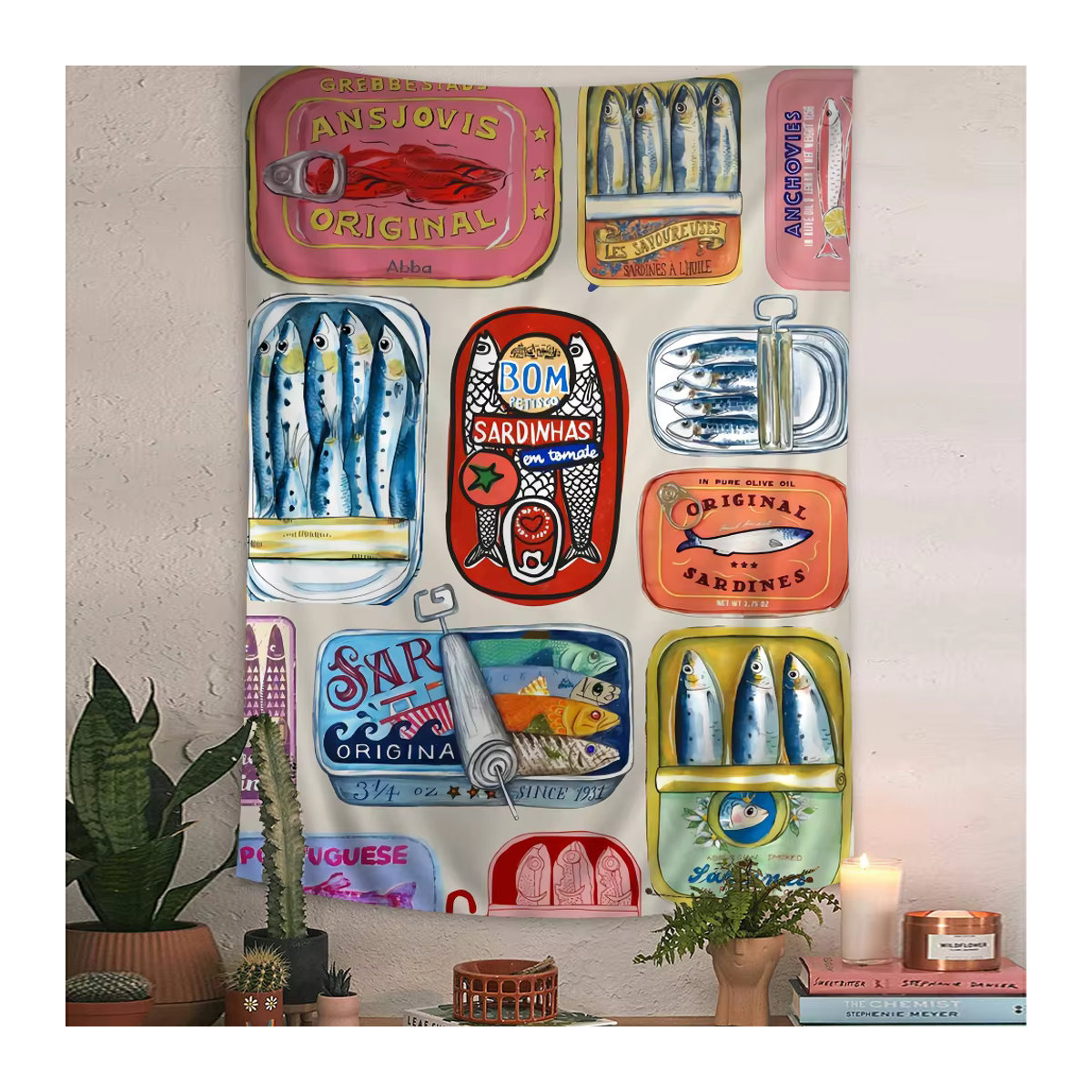 Potdemiel Wandteppich im Bohemian-Stil mit Fisch- und Meeresmotiven, mehrfarbig, Textil, B/H: 70 x 50 cm - Bild 5