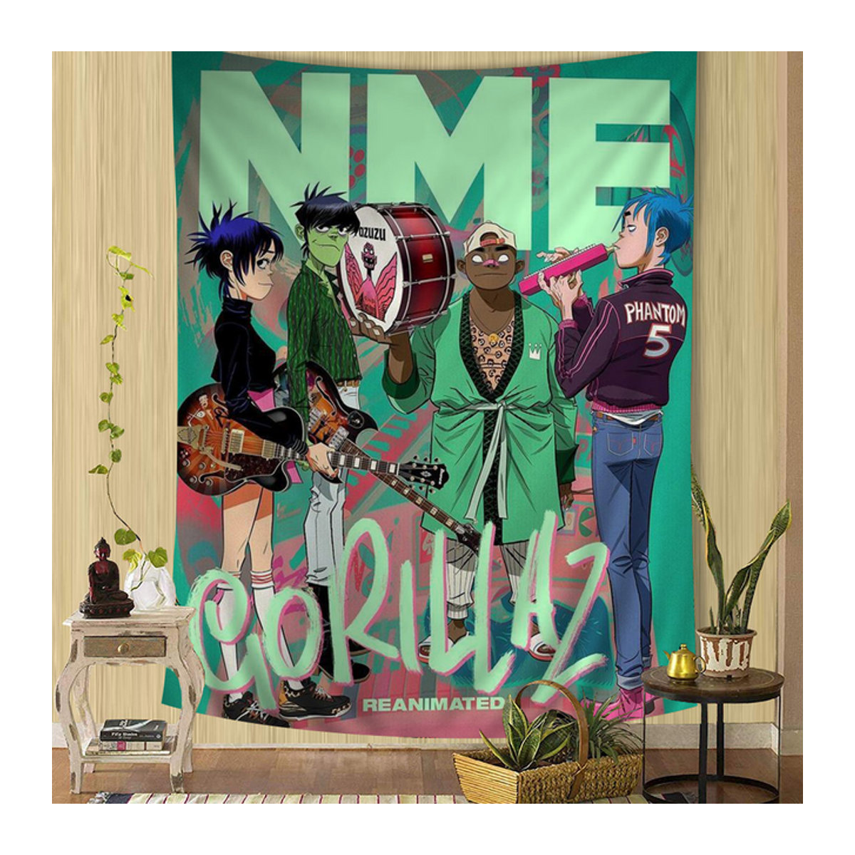 Potdemiel Wandteppich im Retro Gorillaz Tarot Design, mehrfarbig, Textil, B/H: 70 x 70 cm - Bild 1