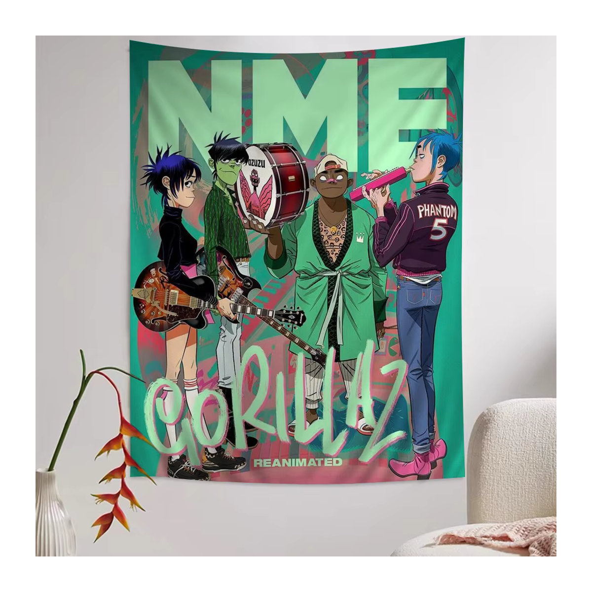 Potdemiel Wandteppich im Retro Gorillaz Tarot Design, mehrfarbig, Textil, B/H: 70 x 70 cm - Bild 3