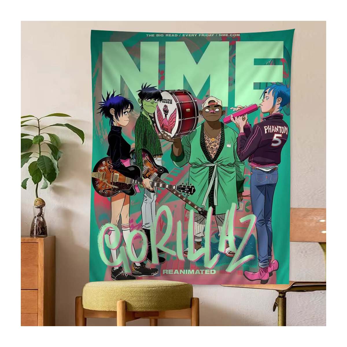 Potdemiel Wandteppich im Retro Gorillaz Tarot Design, mehrfarbig, Textil, B/H: 70 x 70 cm - Bild 6