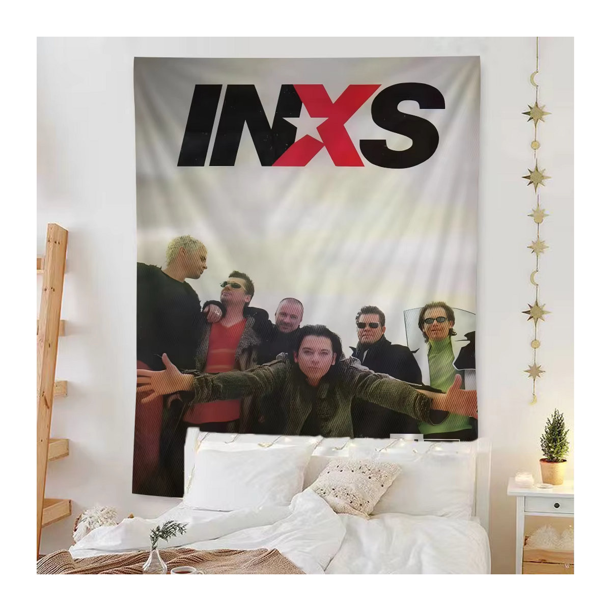 Potdemiel Wandteppich im Tarot-Hippie-Stil mit Inxs Sänger Motiv, mehrfarbig, rechteckig, B: 70 cm, H: 50 cm - Bild 2