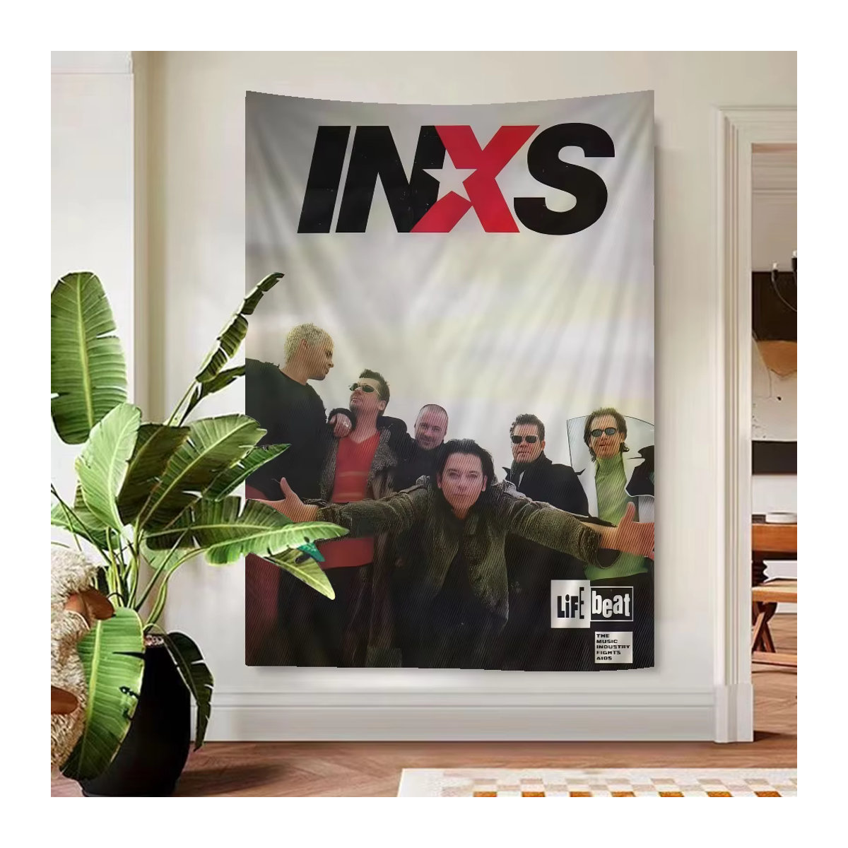 Potdemiel Wandteppich im Tarot-Hippie-Stil mit Inxs Sänger Motiv, mehrfarbig, rechteckig, B: 70 cm, H: 50 cm - Bild 4